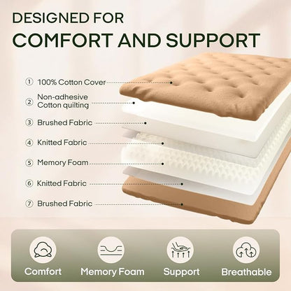 ZonLi Japanese Floor Futon Mattress Twin Size 39"x75"100% Cotton Cover 6''Thicken Tatami Mattress,Foldable Sleeping Pad,Portable Dormitory Tatami Mat,Roll Up Floor Lounger Bed for Adult (Burro)