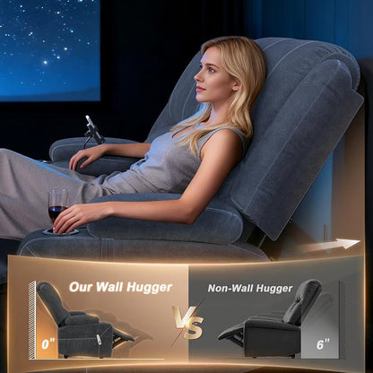 Upgraded Power Loveseat Reclining Couch, Reclining Loveseat Sofa RV Couch with Removable Armrest and Remote Control, Velvet Wall Hugger Home Theater Seating with 2-Tier Cushions, Storage (Velvet,Grey)