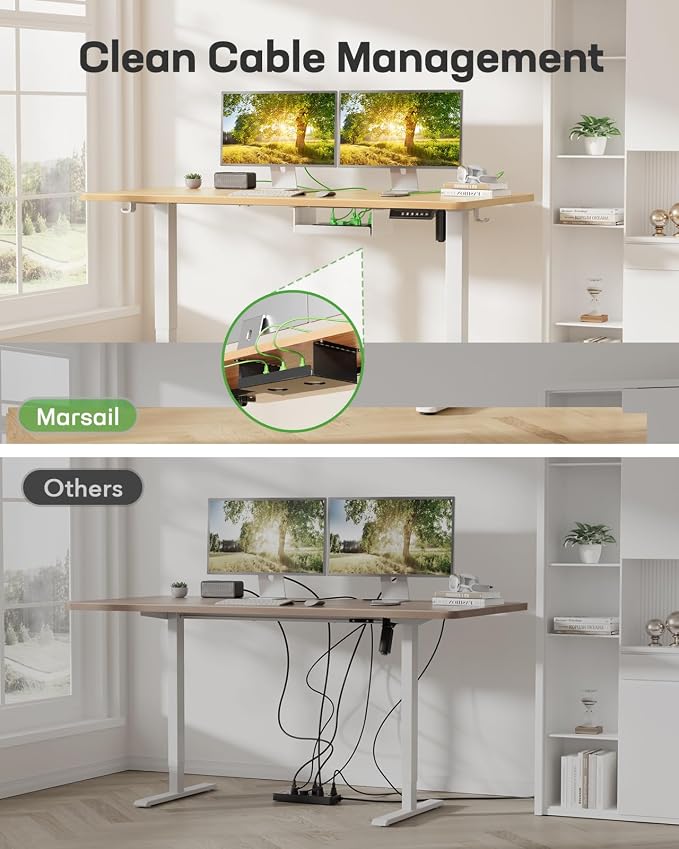 Marsail Standing Desk Frame,Electric Standing Desk Legs with Powerful Motor,Height-Adjustable Desk Frame with 176 lbs Max Load for Various Desktops,Stand up Desk Legs with 4 Memory Presets, Frame Only