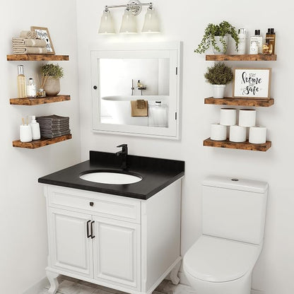 Vivelove Bathroom Floating Shelves for Wall 16 inchs Long, Display Shelves with Invisible Brackets for Living Room, Bedroom, Kitchen, Shelves Over Toilet Farmhouse Home Decor - Set of 2, Rustic Brown
