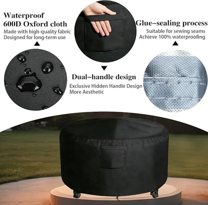Chinchilla Heavy Duty 36 Inch Round Fire Pit Cover - 100% Waterproof & Weatherproof 600D Oxford Fabric, Durable All-Season Protection for 33/34/35/36 Inch Propane Fire Pits and Tables