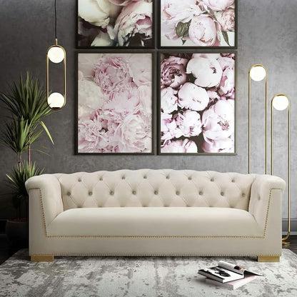TOV Furniture Farah Cream Velvet Sofa