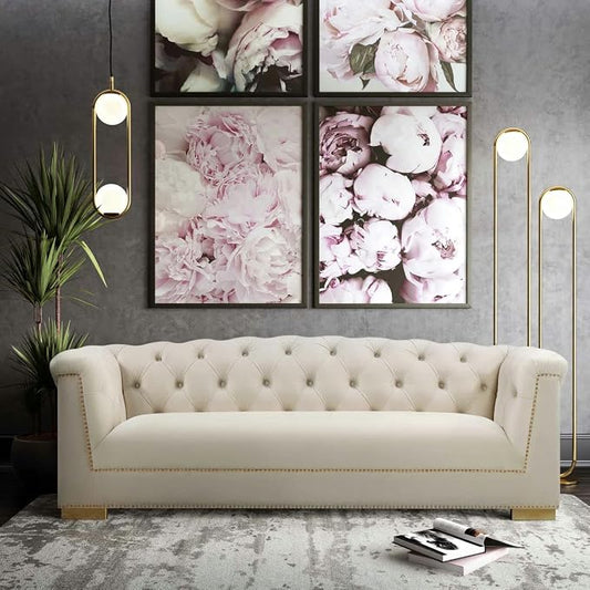 TOV Furniture Farah Cream Velvet Sofa