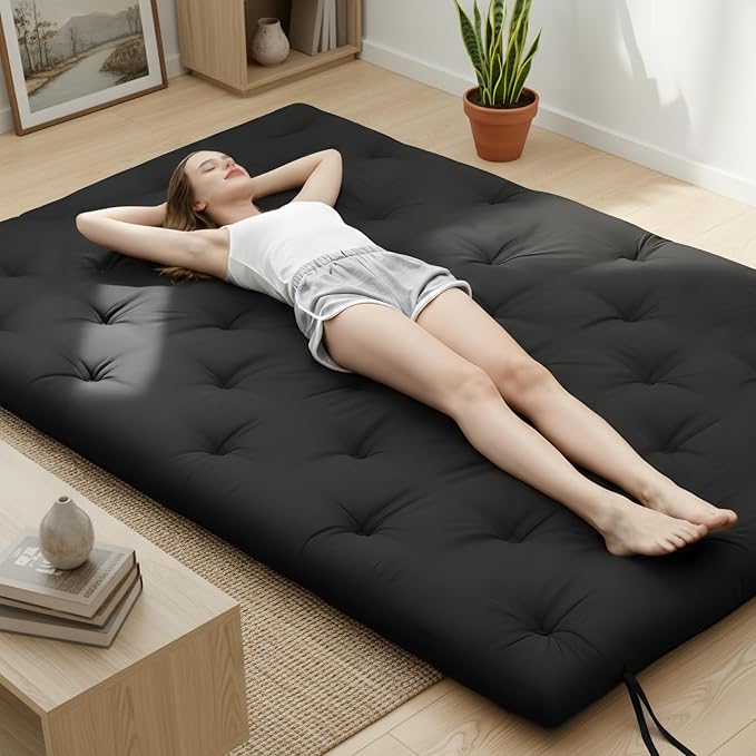 Syrinx Water Resistant Japanese Futon Mattress, Full Size 75"x54", 2.5 Inch Thick Japanese Floor Mattress Tatami Mat, Foldable Floor Bed Sleeping Pad for Dormitory Guest Room Camping