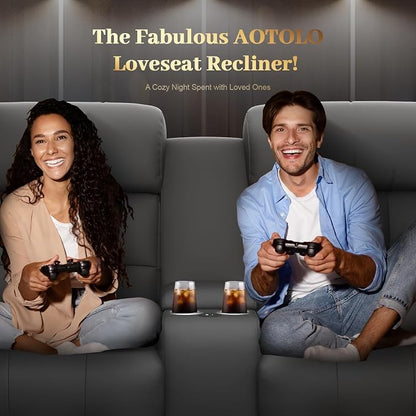 Reclining Loveseat, Massage Loveseat Recliner Sofa Heavy Weight Capacity, RV Love Seat Chair Clearance with Console, USB, Type C Port, Storage, Cup Holders, Wall Hugger Couch for Living Room