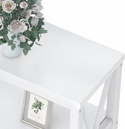 FATORRI Console Table for Entryway, Long Sofa Table with 3 Tier Shelves, Modern White Hallway Tables for Living Room (55 Inch, White Oak)