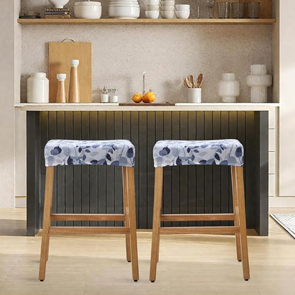 YISUN Stool Covers Rectangle - 4 Pack Stretch Waterproof Saddle Seat Cover Counter Bar Stools Bar Chairs Covers Kitchen Island Chairs Cushion Protector (4, F-Grey White)