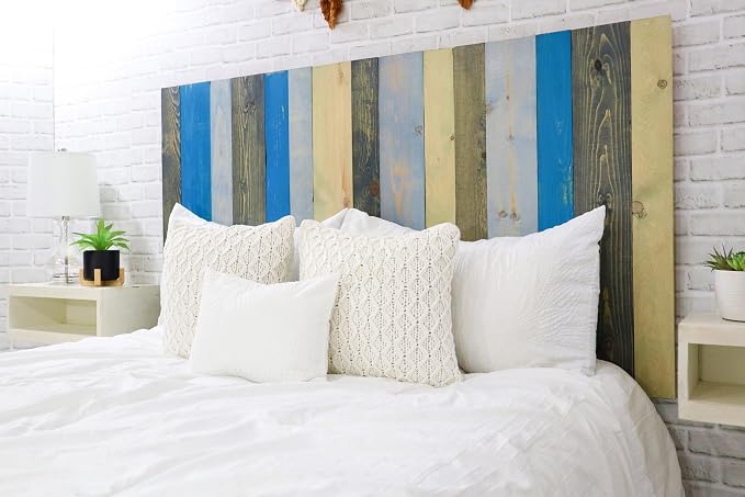 Barn Walls Winter Mix Signature Design, Multicolored Solid Wood Headboard, Floating Panels, Wall Mount, Adjustable Height, California King Size