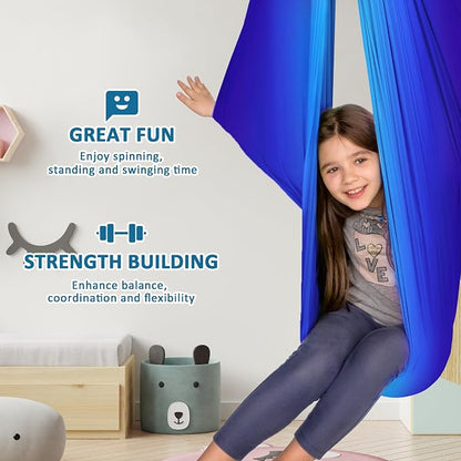 OUTREE Double Layer Therapy Swing with 360 Swivel Hanger, Healing & Relaxing Cuddle Swing for Kids and Adults with Autism, ADHD, Sensory Processing Disorder (Blue-Purple Gradient)