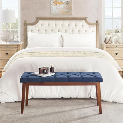 kinmars Upholstered Bench for Bedroom End of Bed,42.5-inch Entryway Bench for Living Room,Dining Bench with Padded Seat and Solid Wood Leg for Kitchen Bedroom,Indoor and Hallway
