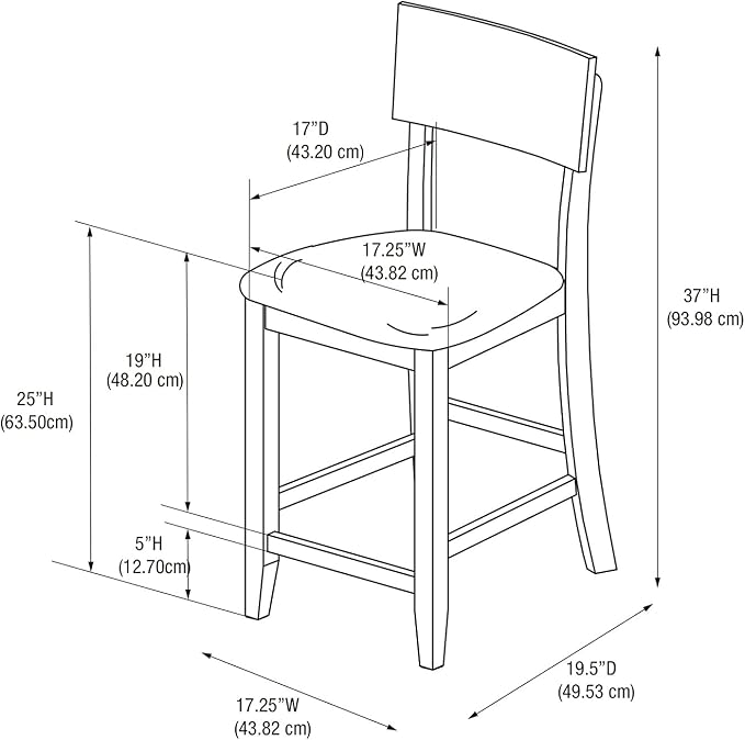 Linon Home Dcor Linon Torino Contemporary Counter Stool, 17"w x 20"d x 37"h, Black