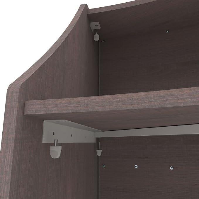 Linea Italia Curved Modern Office Desk Easy to Assembly 2 Panel Reception Counter for Lobby, Salon, 124" x 49", Mocha