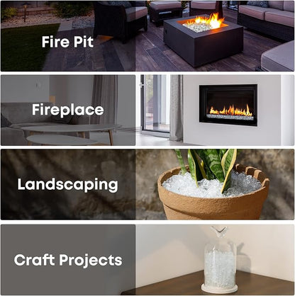 Stanbroil 10-Pound Fire Glass - 1/2 inch Reflective Tempered Fire Glass for Fireplace Fire Pit, Platinum Reflective