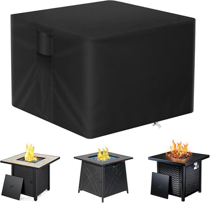 POMER Fire Pit Cover, Square 32x32x17 inch Outdoor Fireplace Cover for 28/30/32 in Gas Fire Table Waterproof Firepit Covers