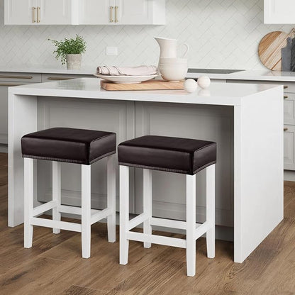 YISUN Stool Covers Rectangle - 2 Pack Stretch Oilproof Waterproof PU High Chair Cover Vanity Stool Cover Pub Counter Bar Stool Covers Saddle Seat Cover with Elastic Bands
