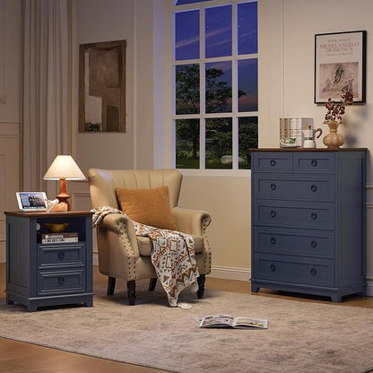 Joaxswe Farmhouse 6 Drawer Dresser for Bedroom, 41" Tall Small Dressers & Chest of Drawers, Rustic Wood Dresser with Metal Handle, Storage Organizer Closet for Living Room, Hallway, Entryway