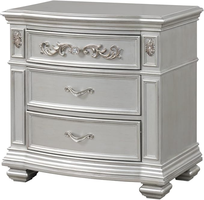 First of a Kind Valentina Silver Queen 5 Piece Bedroom Set