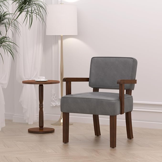 FAGAGA PU Leather Accent Chair, Oversized Living Room Chairs with Soft Seat and Armrests, Armchair for Bedroom, Dinning, Reading, Waiting Rooms