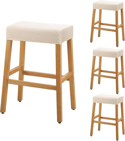 YISUN Stool Covers Rectangle - 4 Pack Stretch Waterproof Saddle Seat Cover Counter Bar Stools Bar Chairs Covers Kitchen Island Chairs Cushion Protector