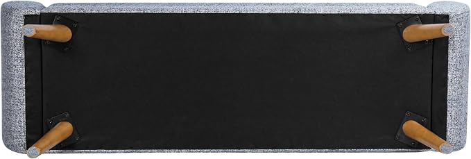 HomePop 60" Modern Storage Bench with Wood Legs - Blue Gray Woven Fabric