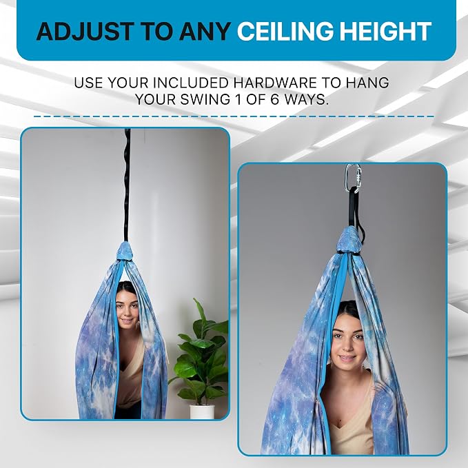 Indoor Sensory Swing for Kids or Outdoor – Holds 300lbs, Double-Layer, & 360° Swivel, Calming Compression Therapy Swing Hammock for Kids & Adults with All Hardware – Sensory-Motor Toys & Gifts