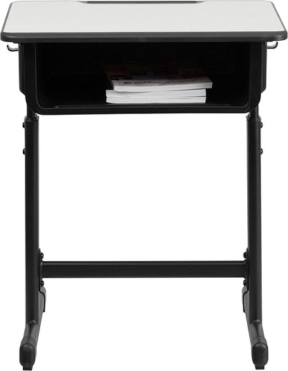 Flash Furniture Billie Student Desks with Grey Tops and Adjustable Height Black Pedestal Frames, Set of 5