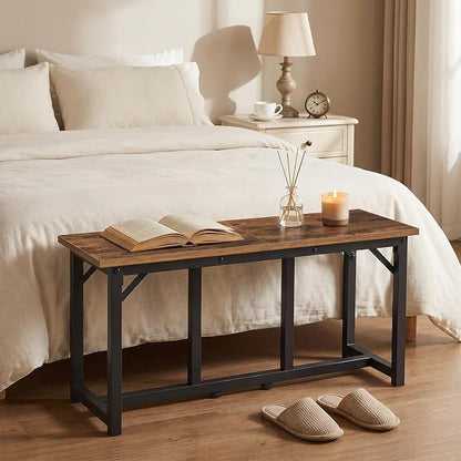 MAHANCRIS Dining Bench, Dining Table Bench, Industrial Kitchen Bench | 31.5 Inch Rustic Entryway Bench, Easy to Assemble, Steel Frame, for Kitchen, Living Room, Bedroom, Hallway, Rustic Brown