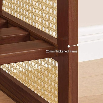Bamboo Entryway Bench, Shoe Organizer, 2 Tier Solid Wooden Entryway Bench with Shoe Storage, for Hallway, Closet, Front Door Entrance, Foyer, Living Room Bedroom(Size:60cm,Color:Walnut)