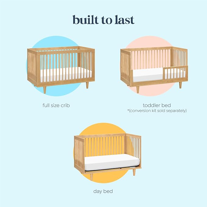 Davinci Marley 3-in-1 Convertible Baby Crib, Honey | GREENGUARD Gold Certified, FSC Certified, Converts to Toddler Bed & Daybed, 4 Adjustable Mattress Heights - Easy Assembly