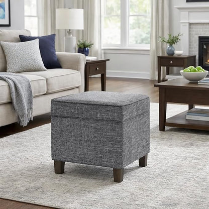 HomePop 18" Classic Square Storage Ottoman - Slate Grey