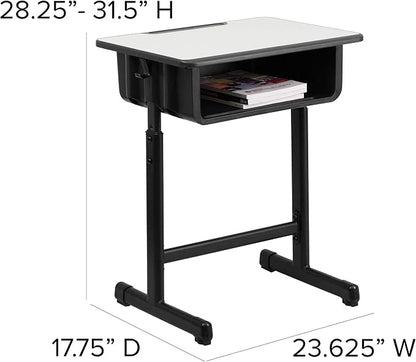 Flash Furniture Billie Student Desks with Grey Tops and Adjustable Height Black Pedestal Frames, Set of 5
