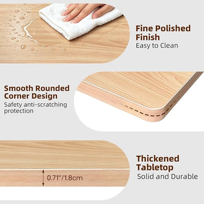 QLLY One-Piece Wood Tabletop, Replacement Board Desktop, Universal Countertop for Table and Workstation (Natural, 47.2x23.6 inch)