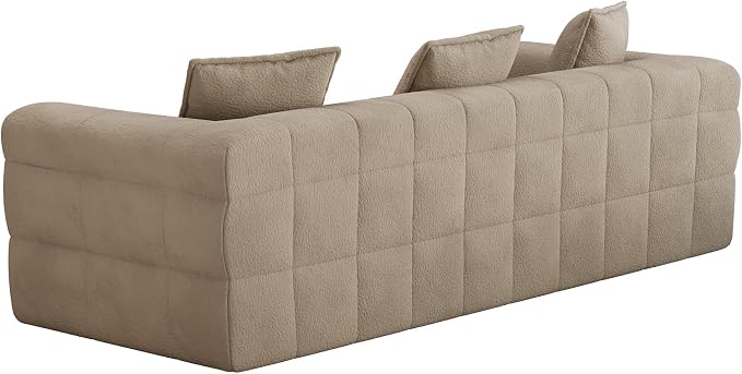 91.3" Boneless Couch,Comfy Cloud Sectional Sofa with Deep Seat,Modern Upholstered Chenille Love Seat Sofa, Oversized Couches for Living Room, No Assembly Required Tufted Sofas, Light Brown