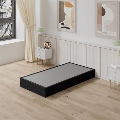 Tyndall 10 Inch Twin Box Spring, Heavy Duty Metal Box Spring for Twin Size Bed Mattress Foundation with Fabric Cover, Noise-Free, Non Slip, Easy Assembly