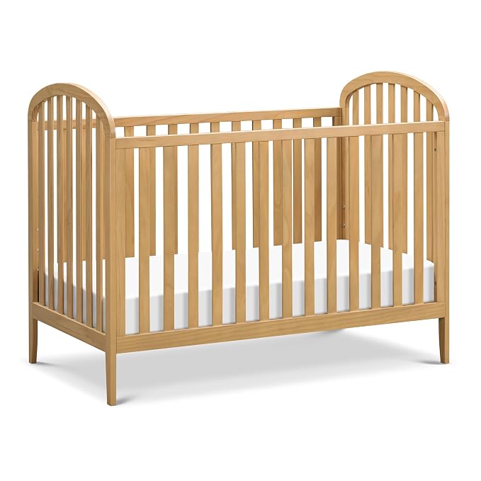 Davinci Beau 3-in-1 Convertible Baby Crib - GREENGUARD Gold Certified Crib- Convertible Crib to Toddler Bed and Daybed - Baby Bed w/ 4 Adjustable Heights - Wooden Crib - Honey
