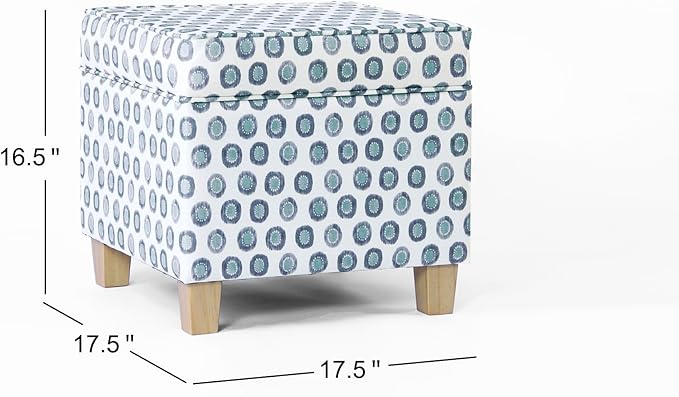 HomePop 18" Classic Square Storage Ottoman - Green Medallion Ikat Print