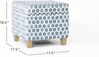 HomePop 18" Classic Square Storage Ottoman - Green Medallion Ikat Print
