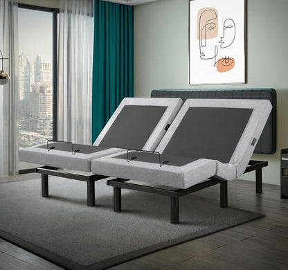 Irvine Home Collection Split King Adjustable Bed Base | Full Body Massage | USB Ports | Zero Gravity | Anti-Snore | Memory Positions | Under Bed Lighting | Wireless Remote | Syncable