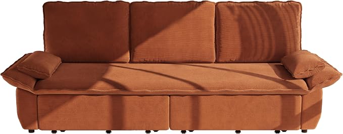 ERYE King Foldable Sleeper Sofa,Oversized 3-in-1 Convertible Pull Out Sleeper Sofabed W/Pillow Armrests,3 Seat Couch Space Saving Sleeper Sofa Bed for Living Room Bedroom