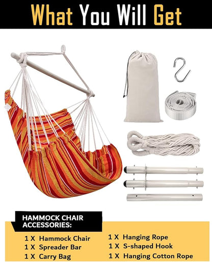 ADVOKAIR Hammock Chair Swing, Heavy-Duty Hanging Rope Swing Seat Supports 500 Lbs, Ideal for Outdoor Patio, Backyard, Porch, Deck & Indoor Bedroom Use