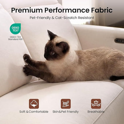 ModernMate Power Recliner Sofa Set with 3-Seater & Loveseat, Oversize Zero Gravity Modular Sectional Couch with Manual Adjustable Headrest, Zero Wall Hugger, USB & Type-C Ports, 27.6" Wide Seat, Beige