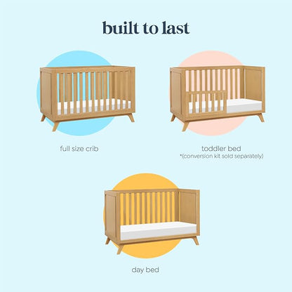 Davinci Otto 3-in-1 Convertible Baby Crib, GREENGUARD Certified, Honey | Converts to Toddler Bed & Daybed, 4 Adjustable Mattress Heights - Toddler Conversion Kit Sold Separately, Easy to Assemble