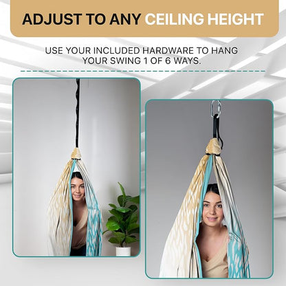 Indoor Sensory Swing for Kids or Outdoor – Holds 300lbs, Double-Layer, & 360° Swivel, Calming Compression Therapy Swing Hammock for Kids & Adults with All Hardware – Sensory-Motor Toys & Gifts