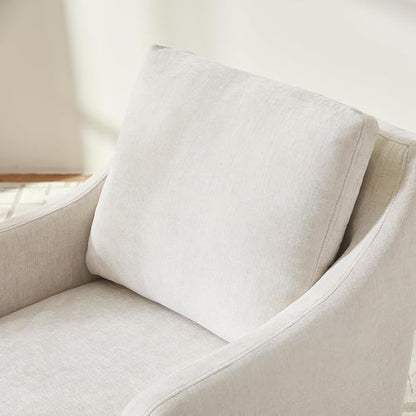 VKNOW Upholstered Dining Chairs Set of 6, Modern Kitchen Chairs Dinner Chairs with 4 Casters, Chenille Armchair for Bedroom Reading Room Living Room, Beige