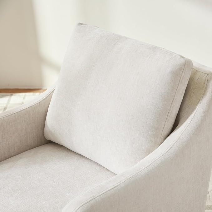 VKNOW Upholstered Dining Chairs, Modern Kitchen Chairs Dinner Chairs with 4 Casters, Chenille Armchair for Bedroom Reading Room Living Room, Beige