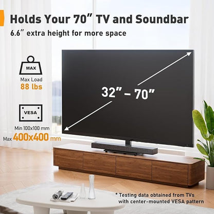 Perlegear Universal Swivel TV Stand Base for 32–70 inch TVs, Height Adjustable Table Top TV Stand Mount with Tilt, Tempered Glass Base, Holds up to 88 lbs