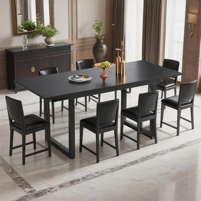 Extendable Dining Table for 4-8 People,70.86''Modern Space-Saving Kitchen Table with Metal Legs,Rectangle Folding Conference Meeting Table for Living Meeting Room Kitchen,Black