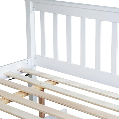 Harper & Bright Designs Convertible Wood Twin-Over-Full Bunk Bed with Trundle and Ladder - Can Be Divided Into Two Platform Beds, White