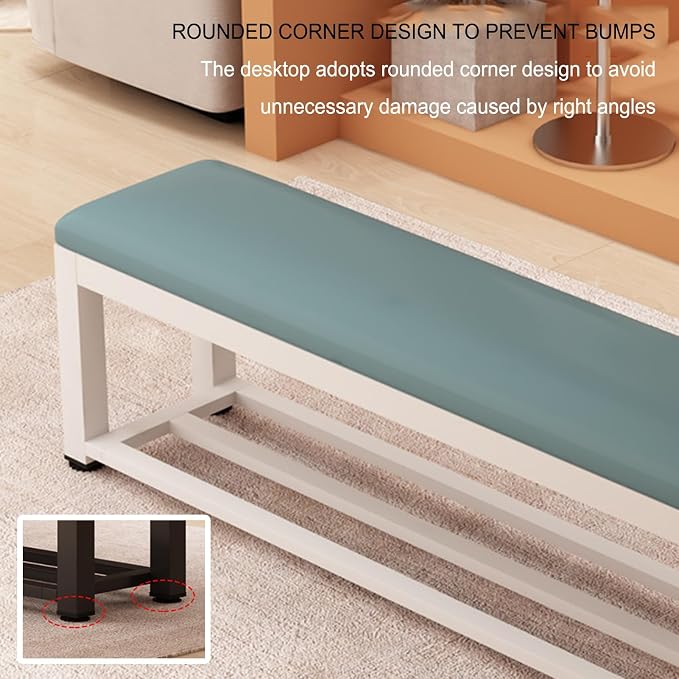 Fodalob Shoe Rack Bench with Upholstered Cushion & Steel Frame - End of Bed Bench, Entryway, Bedroom, Bathroom Organizer - Long Bench for Closet(Off-White,100x35x45cm)