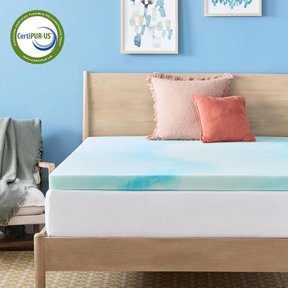Linenspa 3 Inch Swirl Gel Memory Foam Mattress Topper, Queen Size – Cooling Gel Infused, Ventilation Holes – Pressure Relieving Bed Topper – CertiPUR Certified